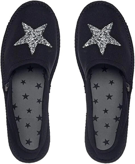 Showaflops Womens 5/6 Espadrille Style Neoprene Slip On Flat with Faux Jute Sole