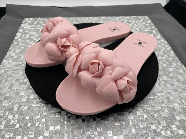 Shade & Shore Floral Slide on Women's Sandals Pink Jelly Style Size 6 - NWOT