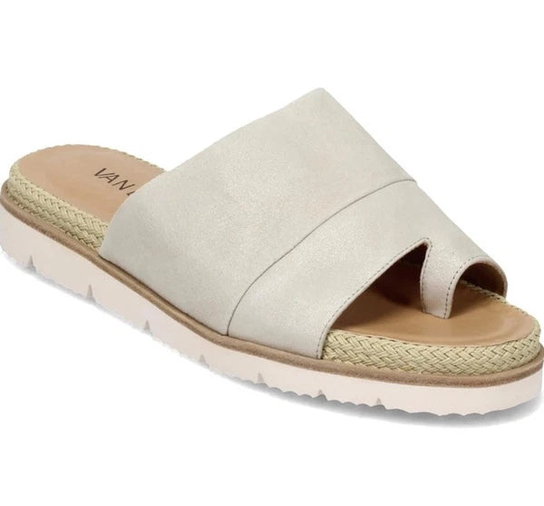 New Vaneli Cleve Suede & Leather Espadrilles Trimmed Slide Sandal Womens Size 10