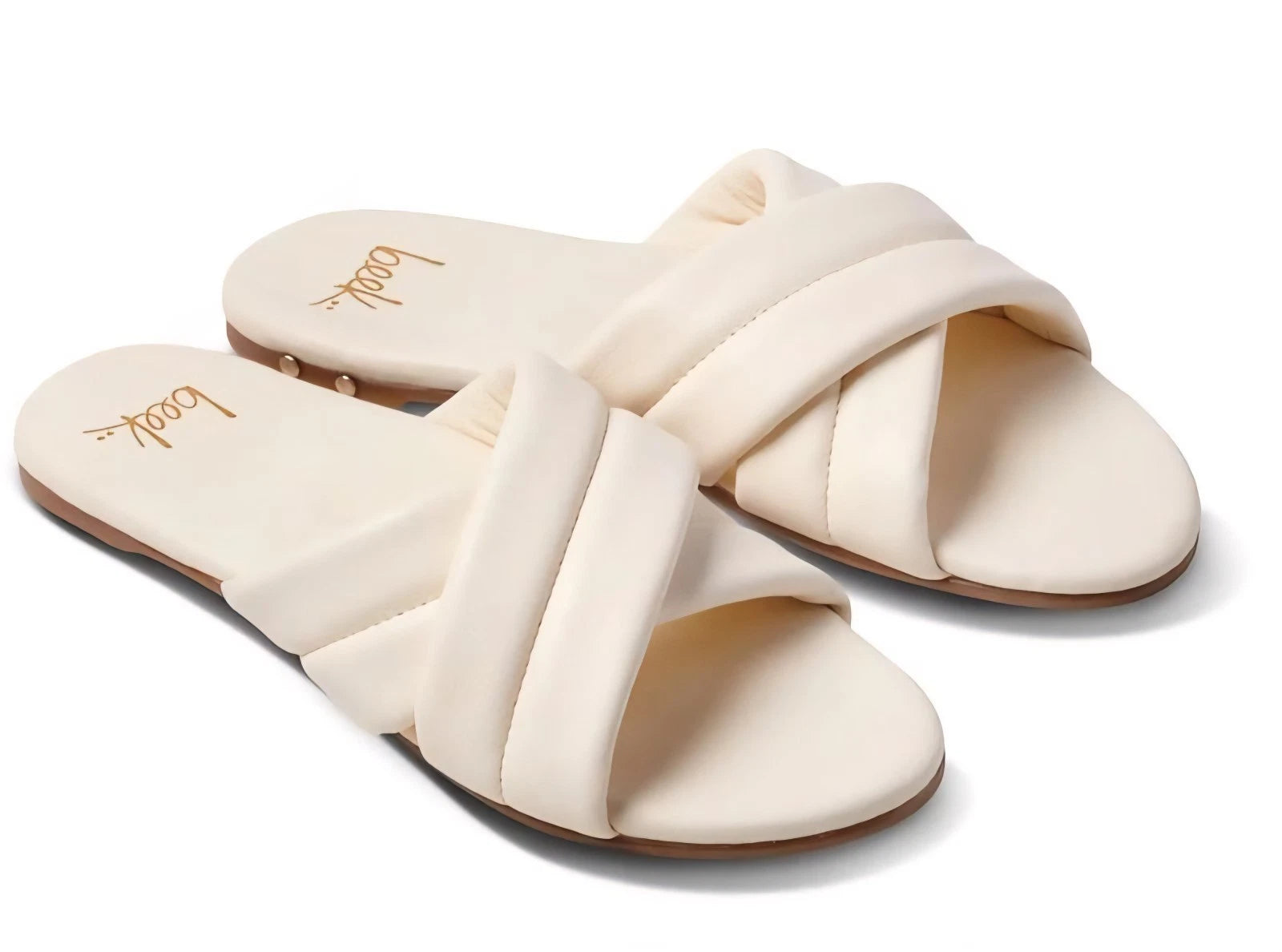 New Women's BEEK Surfbird Eggshell Leather Slide Sandals Size 6