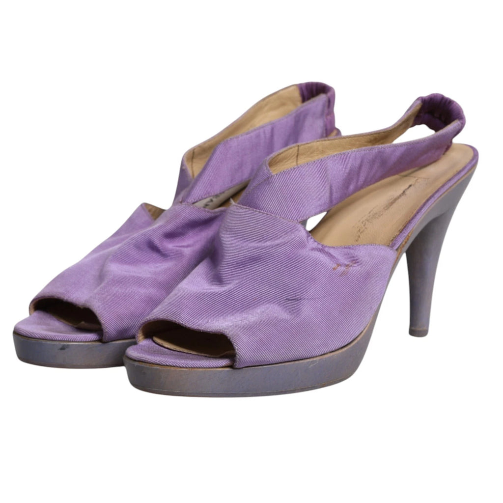 DOLCE & GABBANA Shoes Purple Platform Slingback Heels Sandals EU38/US7.5 1120usd