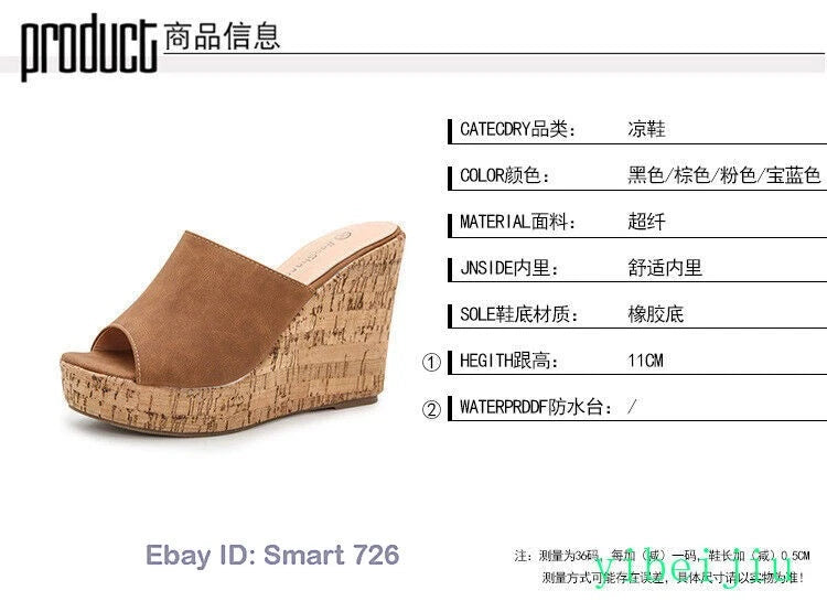 Women's High Wedge Heel Platform Mules Open Toe Sandals Summer Slippers Slide Sz