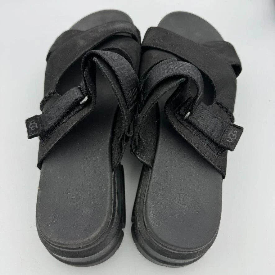 UGG Ashton Slide Sandals Women's  Black Nubuck Leather Platform Size 10