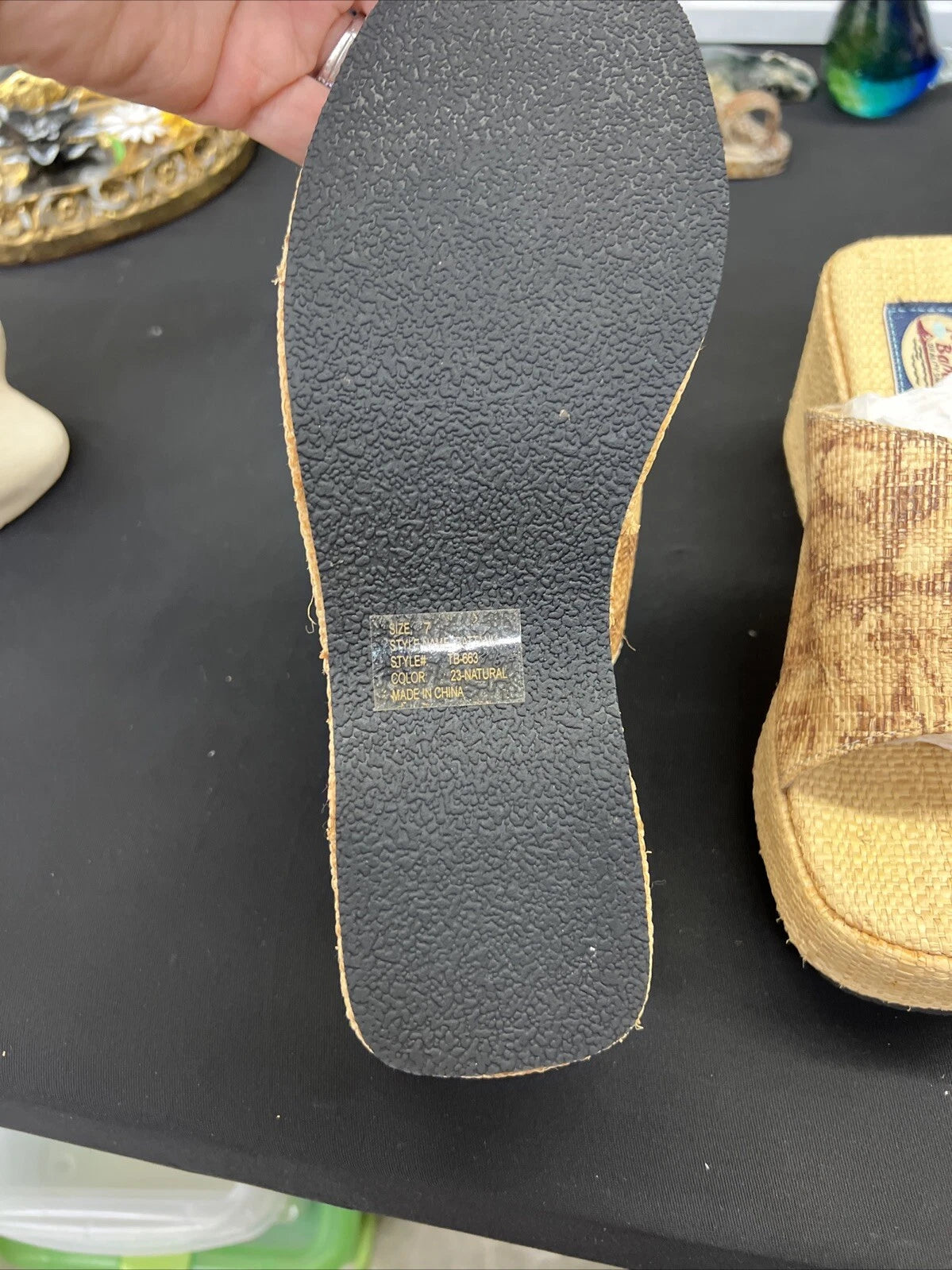 TOMMY BAHAMA Wedge Platform Slide Sandals - Style TB-663 Womens Size 7 - Raffia