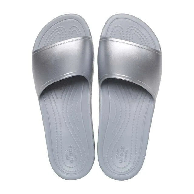 Crocs Sandals Women's Size US 9 Silver Kadee Metallic Slide --25-336--