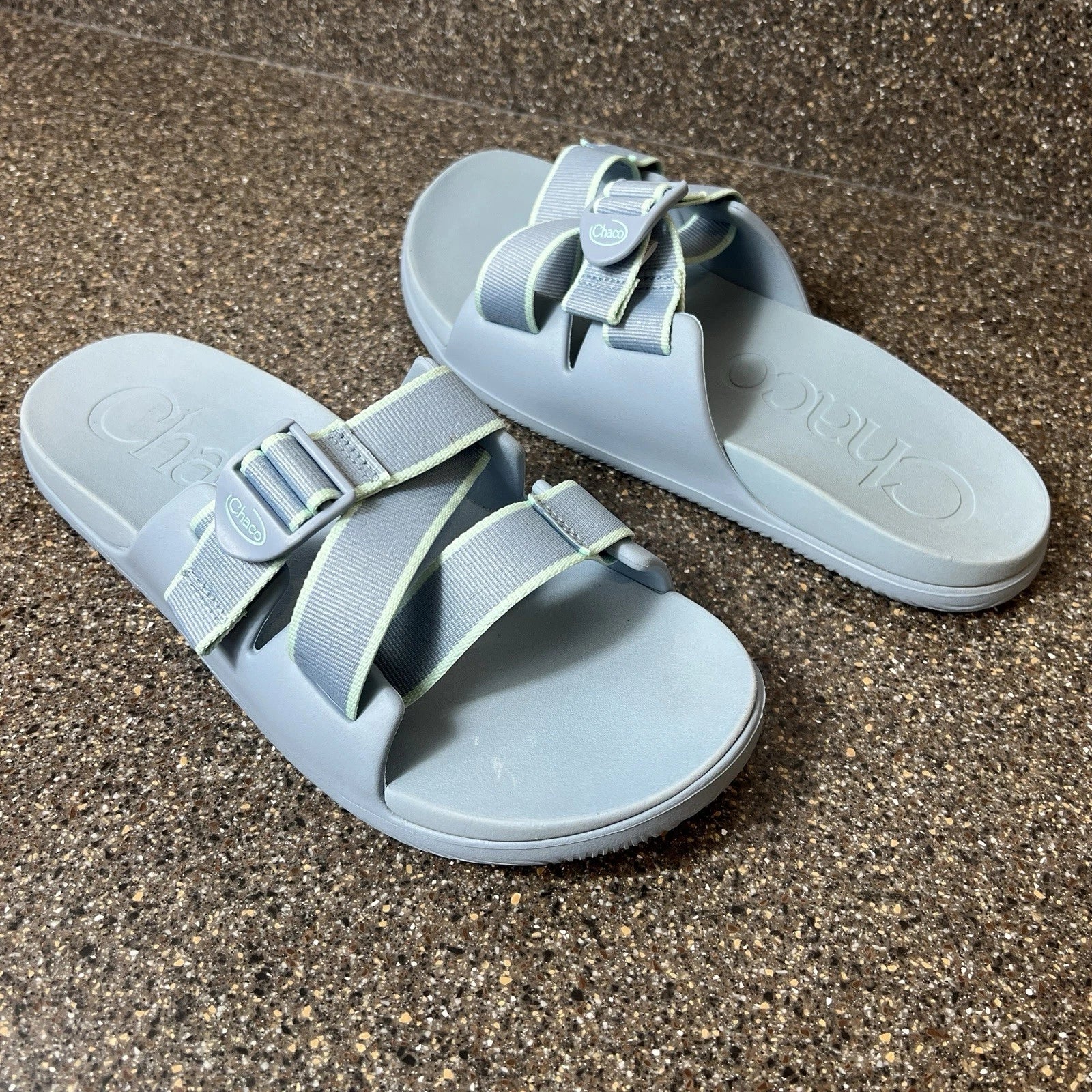 Chaco Summer Sandals Women's Size 11 Flats Slip On Blue Rubber Synthetic Slides