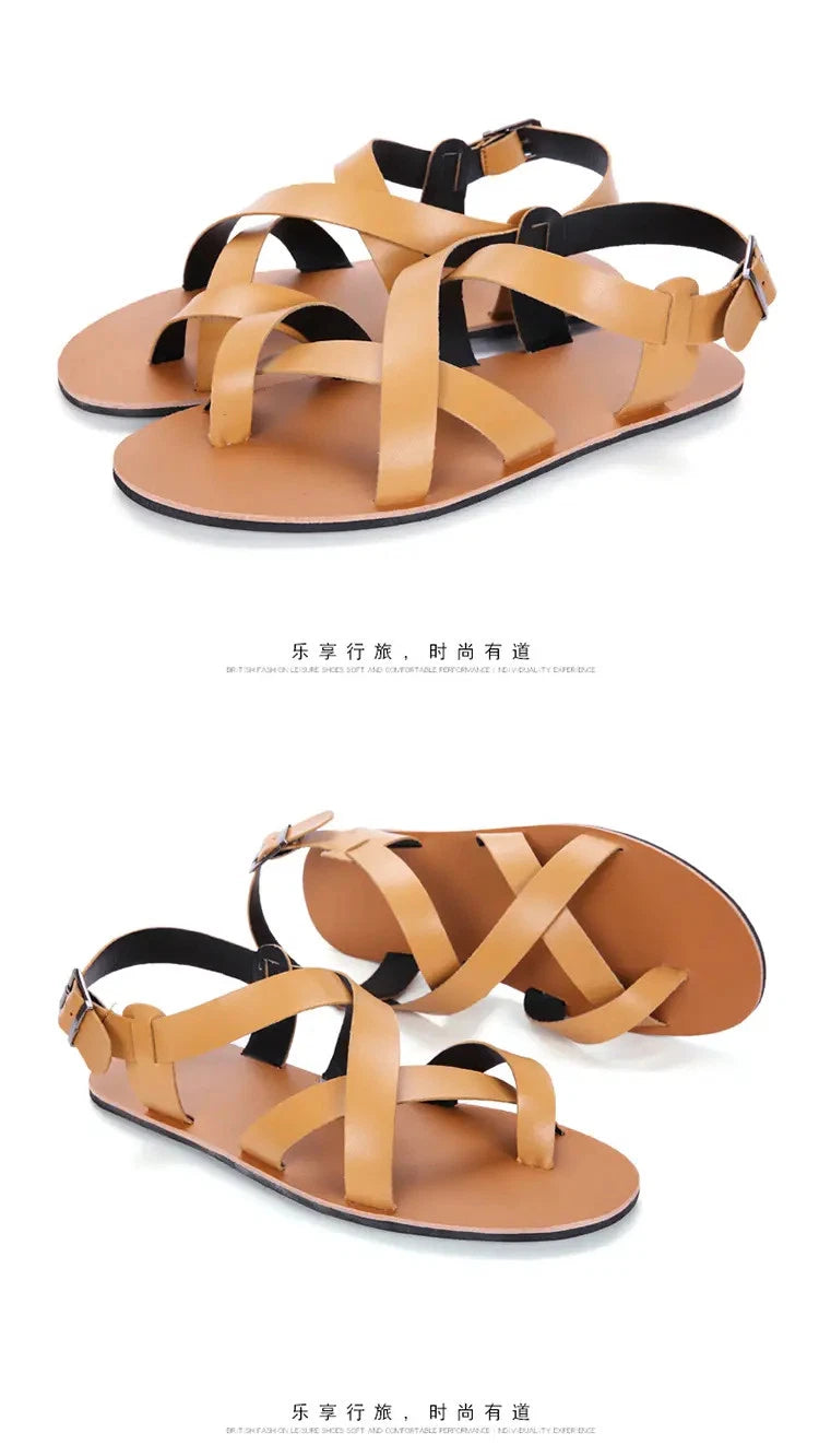 Roman Style Open Toe Casual Slingback Sandals Flats Summer Beach Holiday Mens Sz
