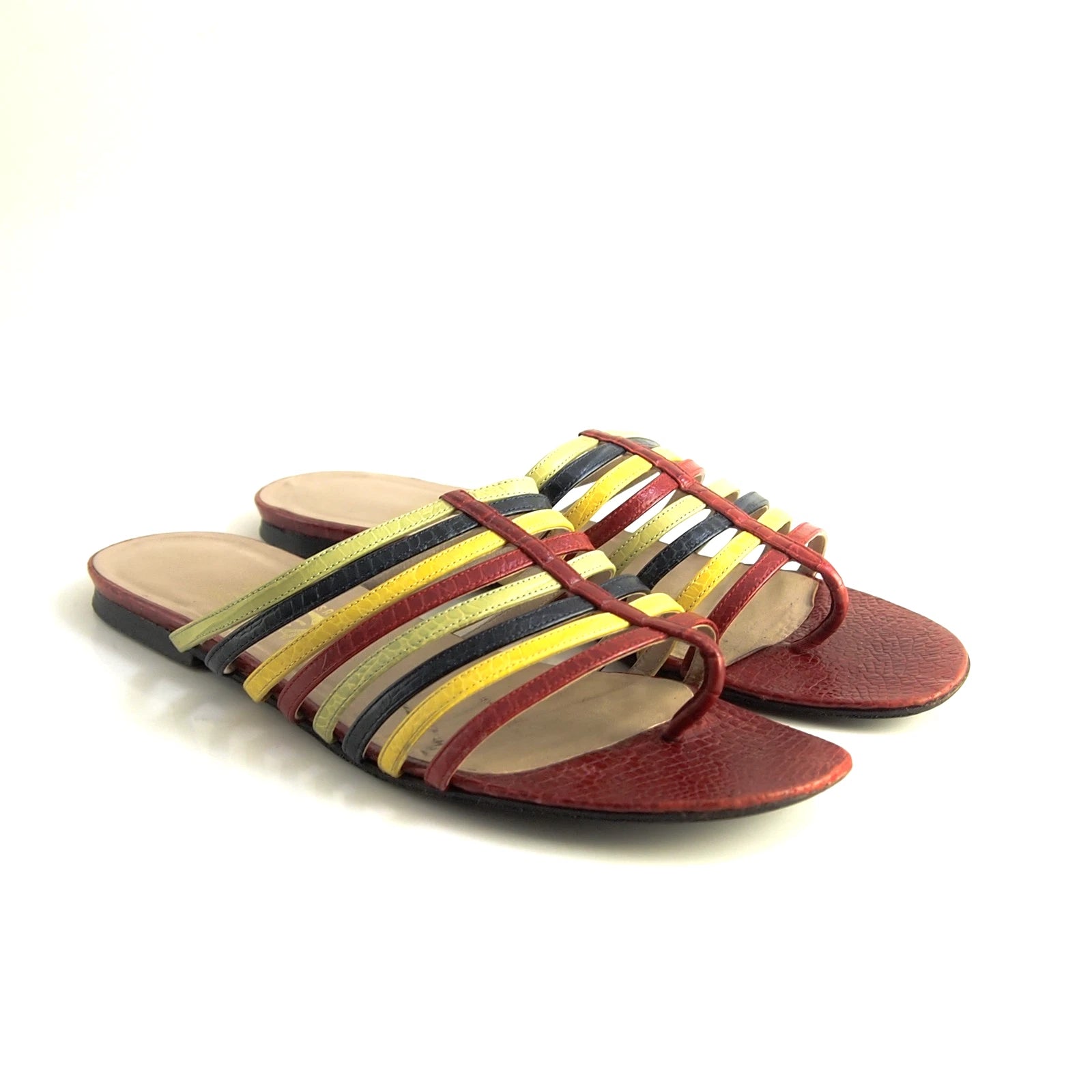 Ferragamo Slides Sandals - Multicolor Leather -  Womens US 9 B EU 39.5