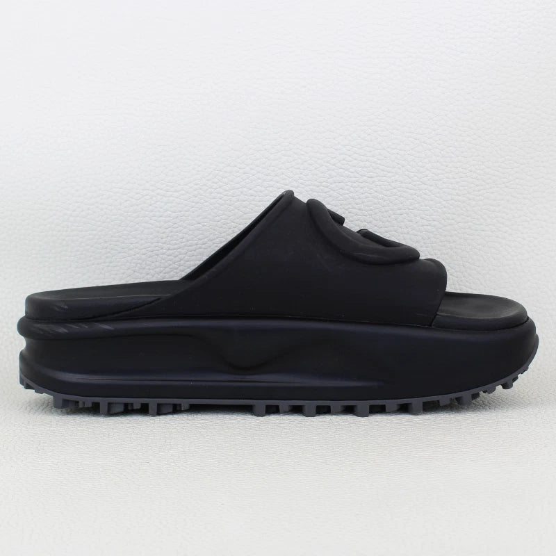 Gucci Interlocking G Women's Slide in Black Rubber Platform Sandals - Size 38/8W