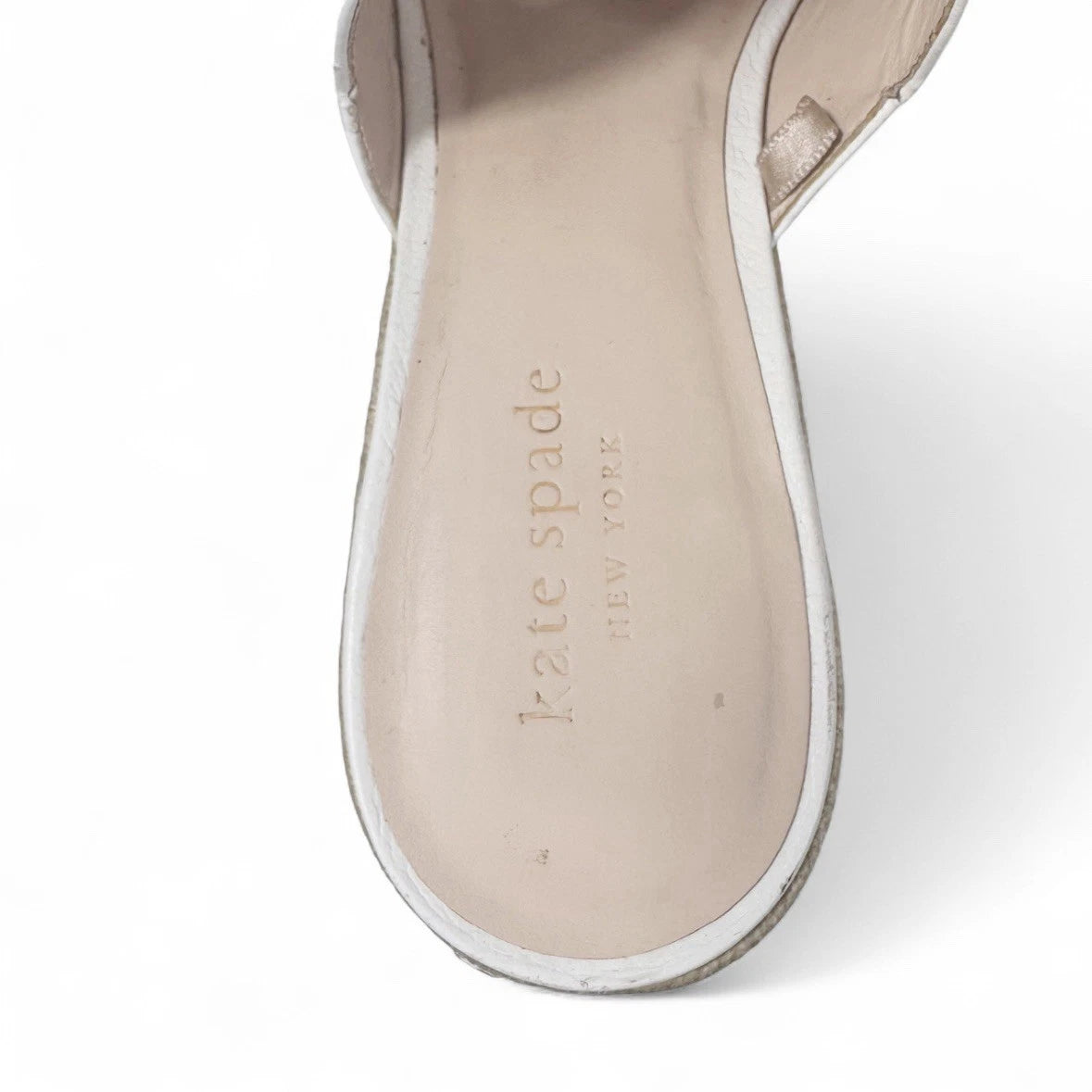 Kate Spade White Leather Espadrille Wedge Sandals 8.5 Floral Cut Out Designer