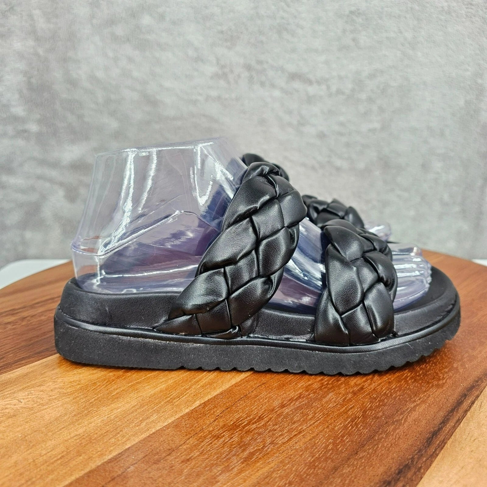BP Urma Slide Sandals Black Cushy Braided Double Straps Grippy Soles Nordstrom
