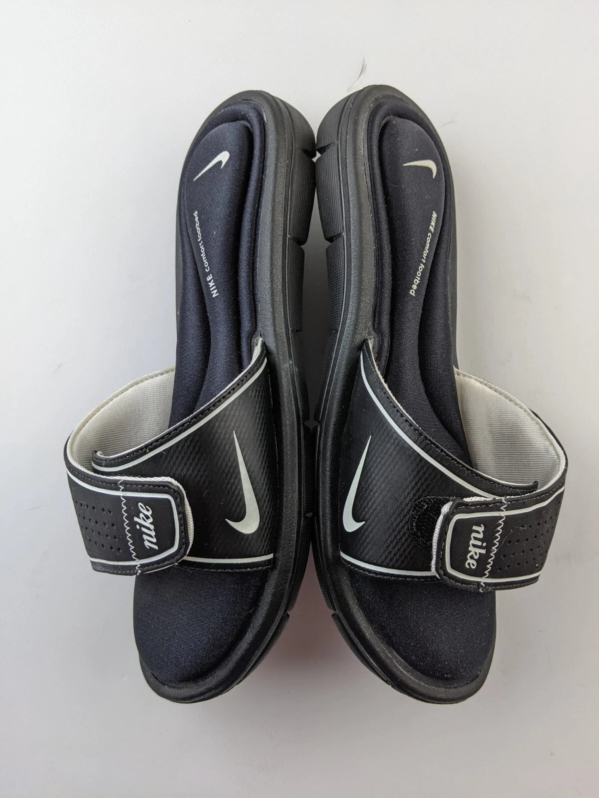 Nike Women Comfort Footbed US 10 Black Sandal Slide Slip On Hook Loop Shoe