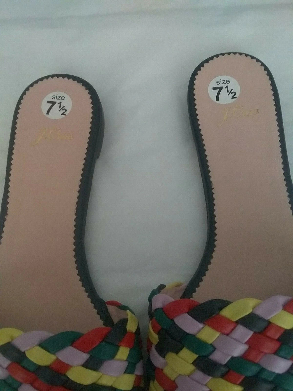 J Crew New Cora Slides Sandals in Rainbow Check   Size 7.5