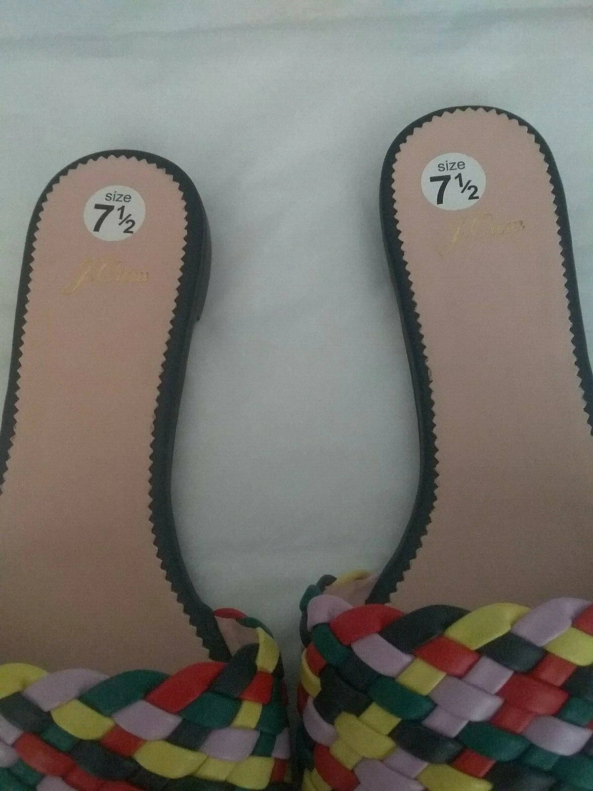 J Crew New Cora Slides Sandals in Rainbow Check   Size 7.5