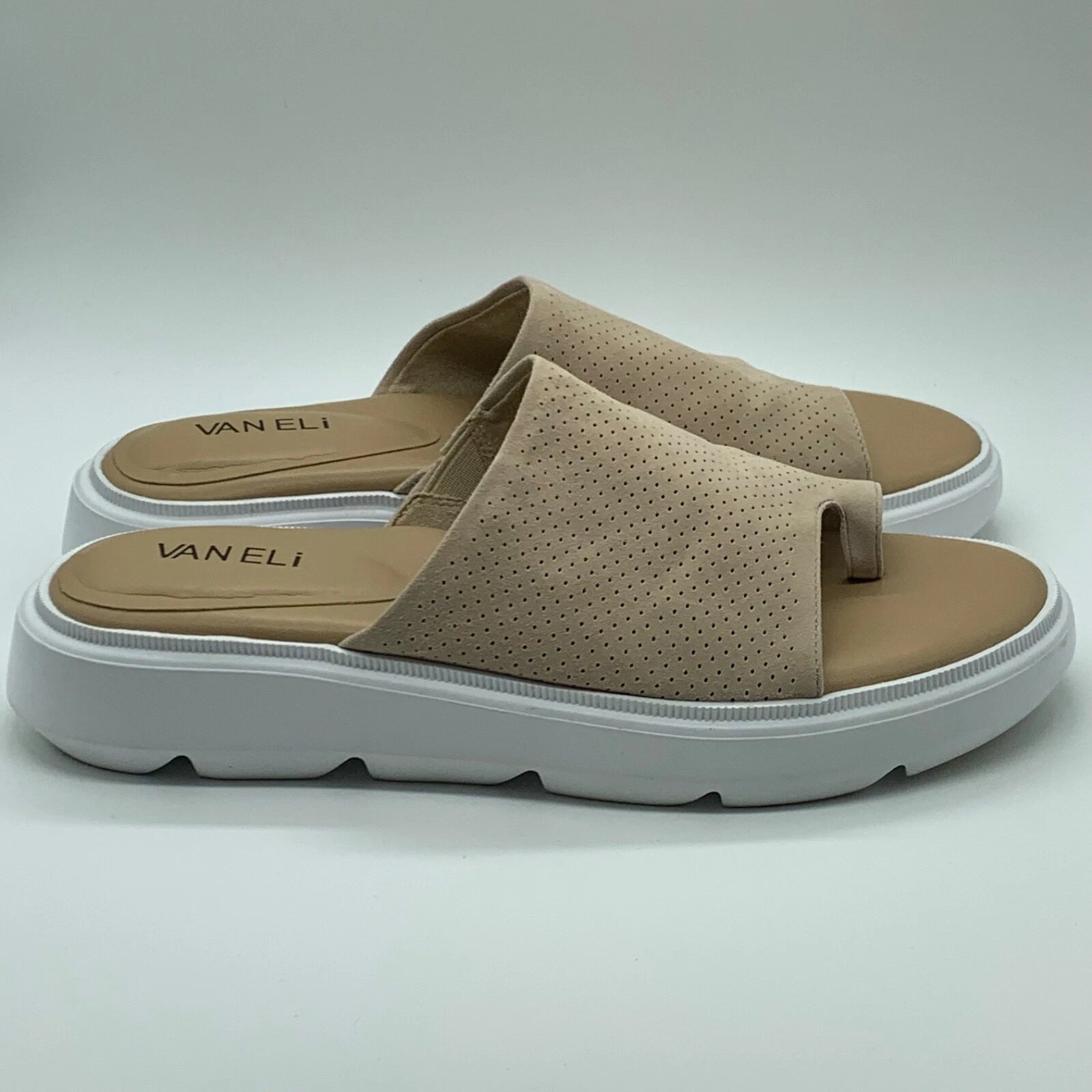 New Vaneli Cleve Suede & Leather Espadrilles Slide Sandal Womens Size 8
