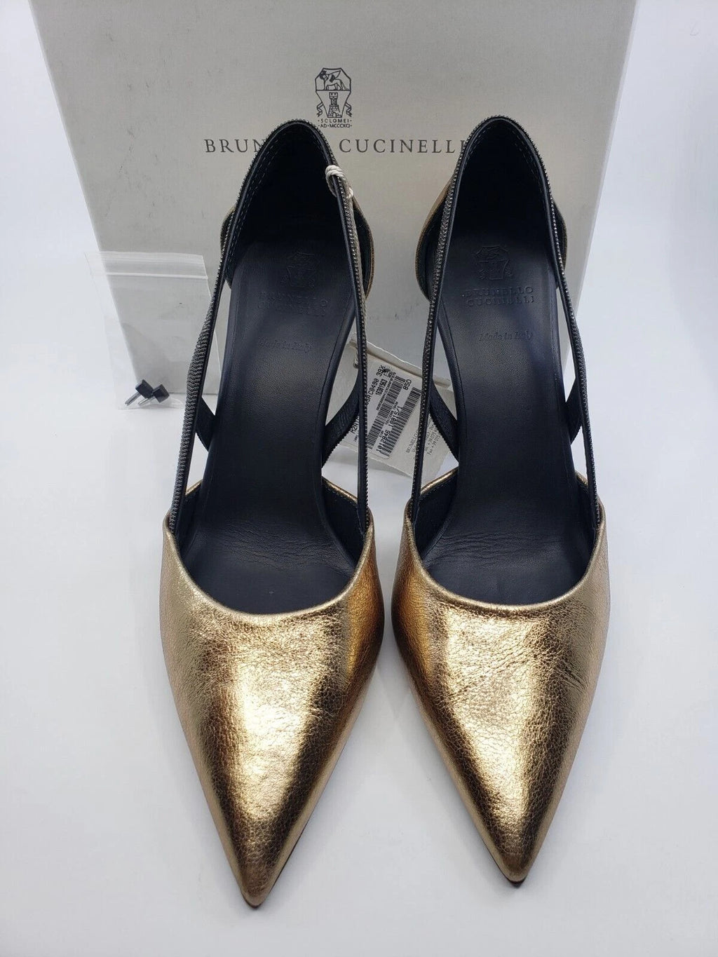 NEW Women's Brunello Cucinelli Embellished leather pumps monilli TRIM SZ EU 39.5