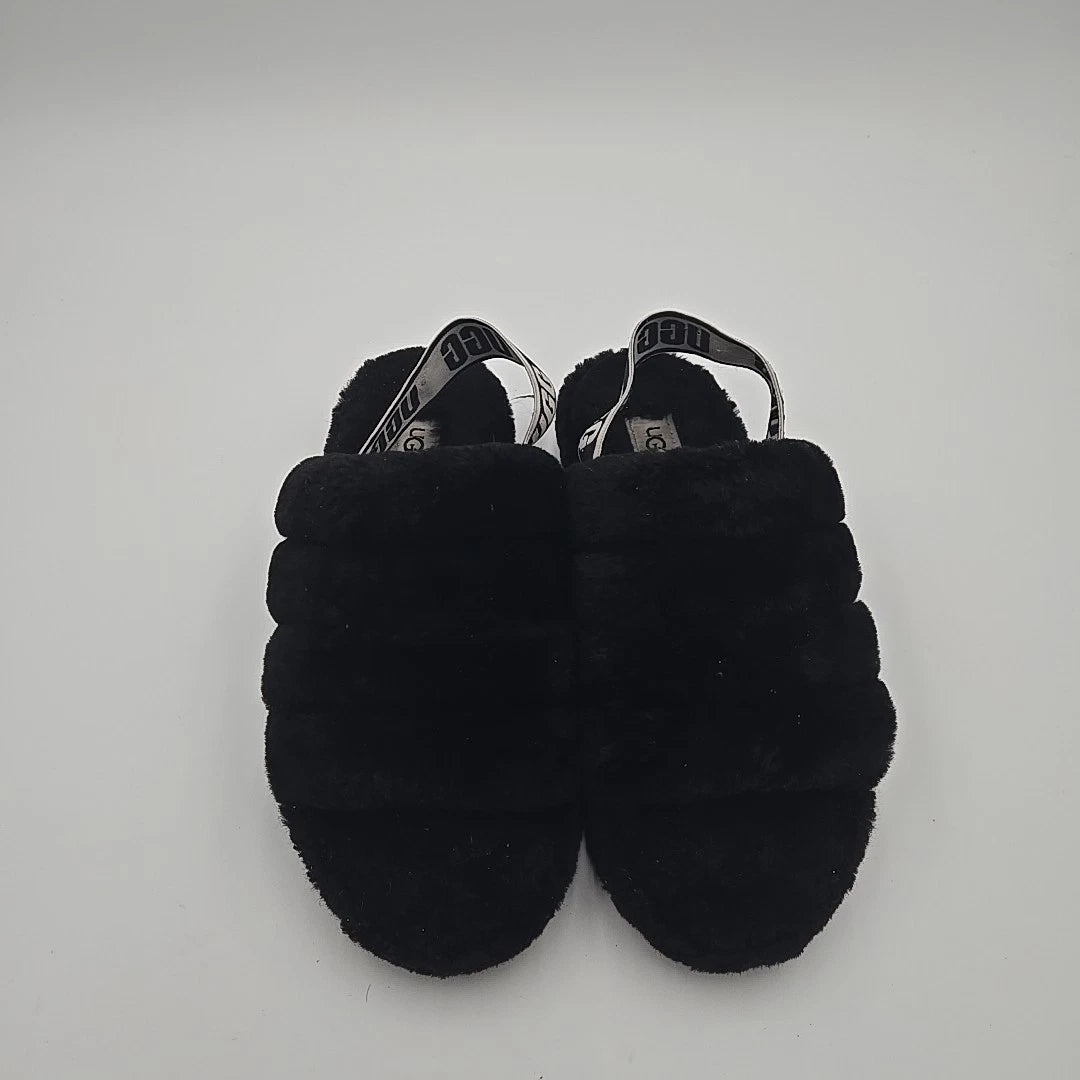 UGG Fluff Yeah Slides Size 8 Black Sandal Slipper Cozy Casual Everyday Fluffy