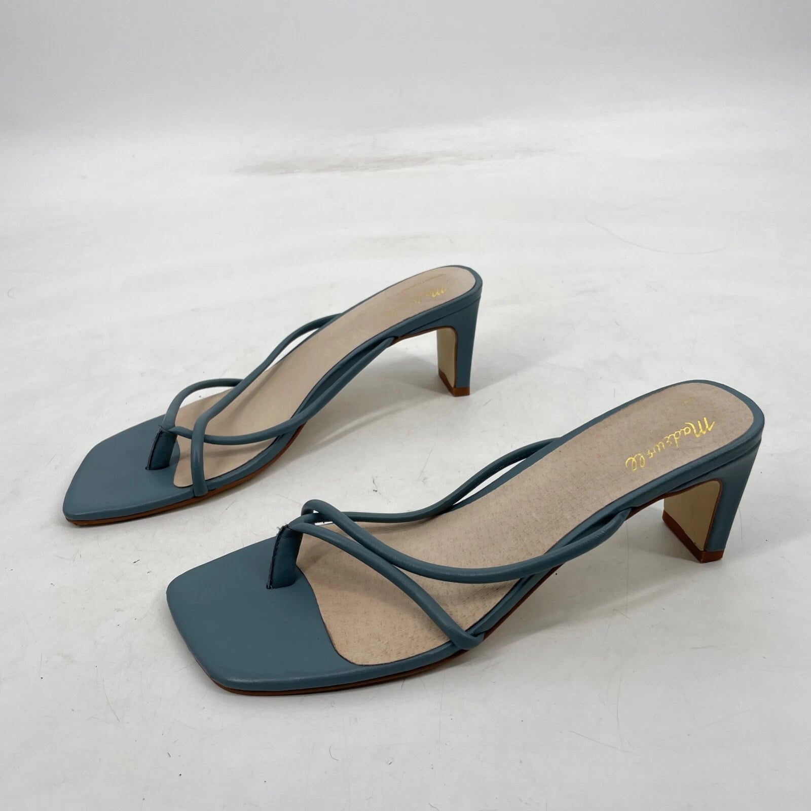 Madewell x Intentionally Blank women's 10 Kelon Heeled Leather Sandals teal