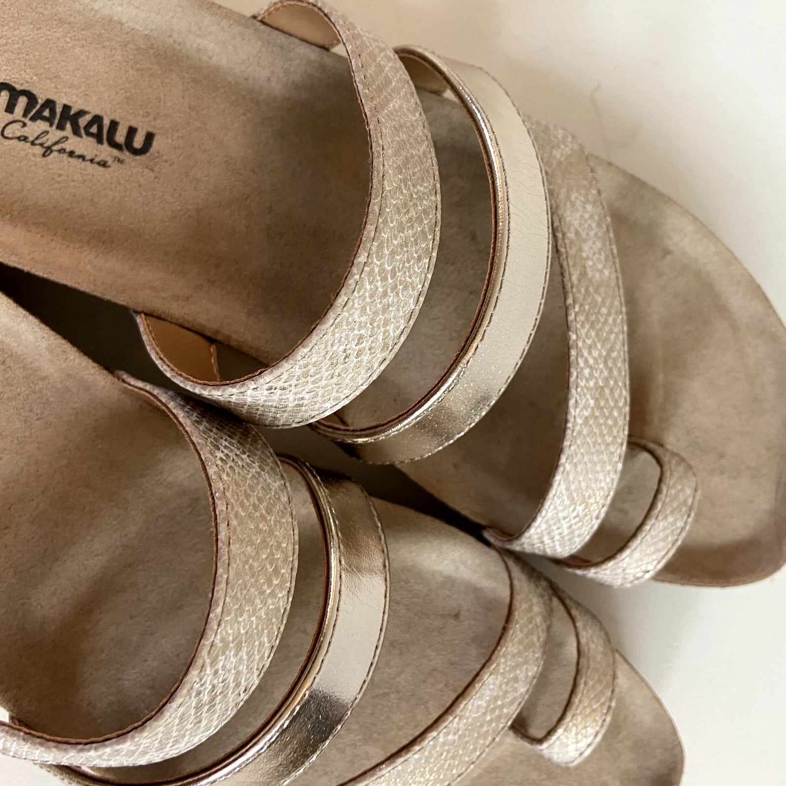 Makalu California Womens Sandals Olivia  Slip On Slides Size 10 Metallic Flats