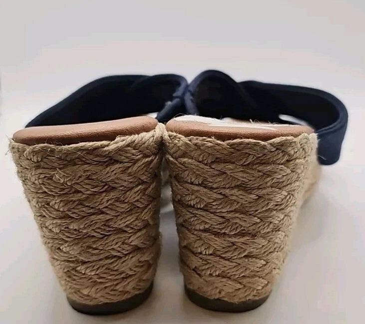 Tommy Bahama Sz 8 Stacey Blue Coastal Wedge Slide Open toe Espadrille Sandal 147