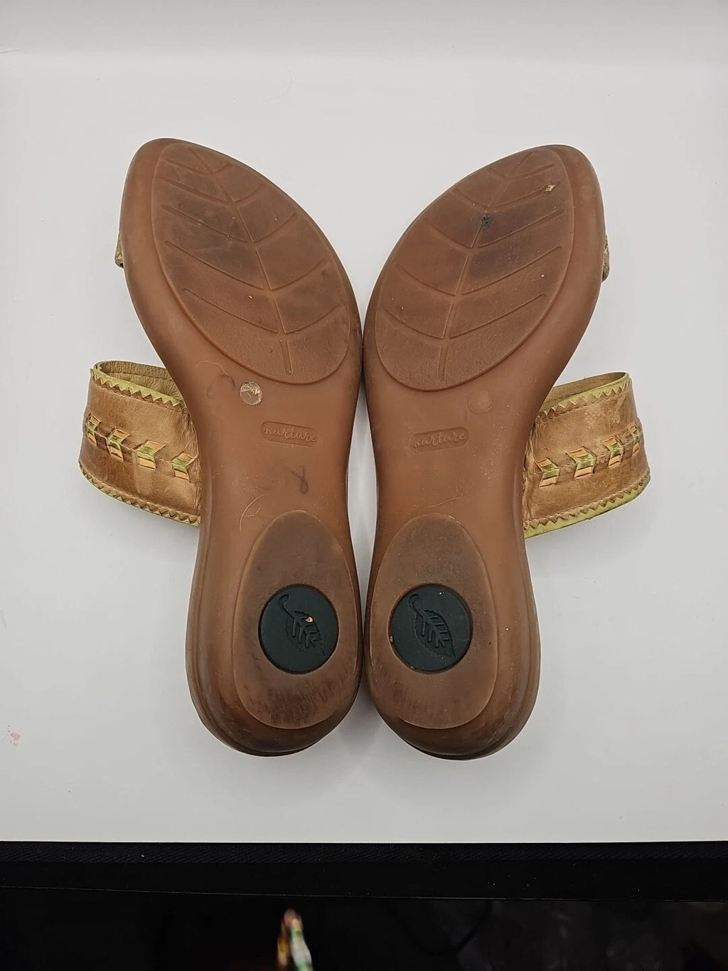 Nurture Leather Havasu Toe Loop Slide Sandals Womens 7.5M Beige Native Weave 180