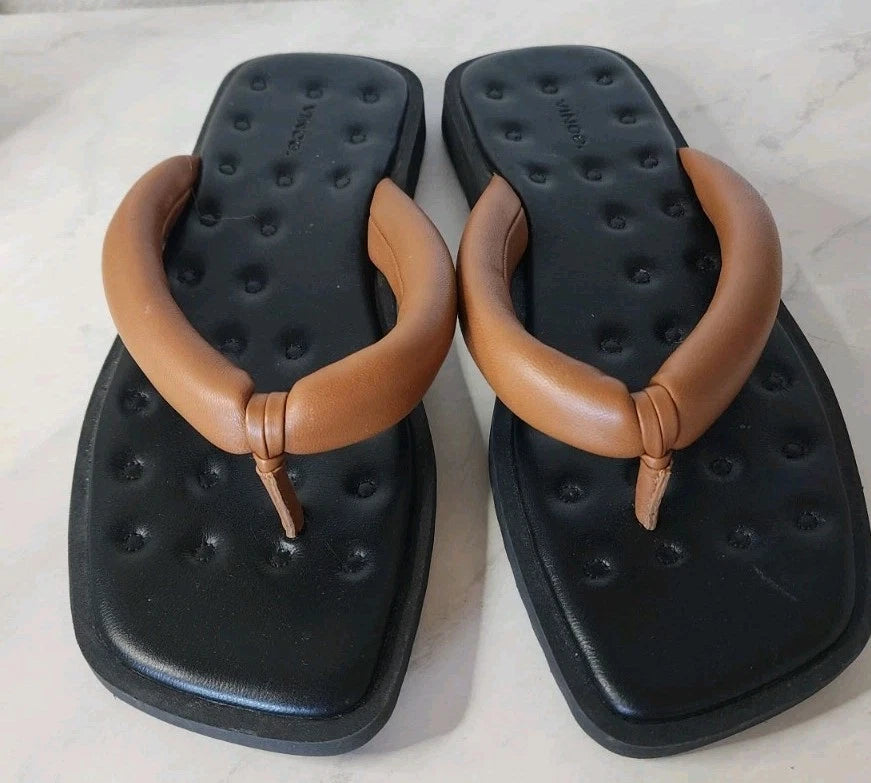 Vince Women's Serene Slip On Thong Slide Sandals Leather Sz US 8/EU 38.5