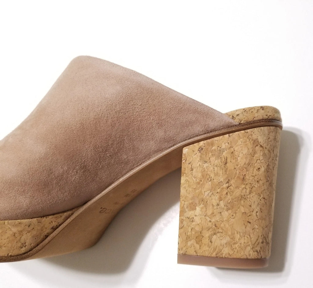 NIB Vince Wyatt Cork Block Heel Platform Slides Sandal in Oatmeal Size 9.5 $325