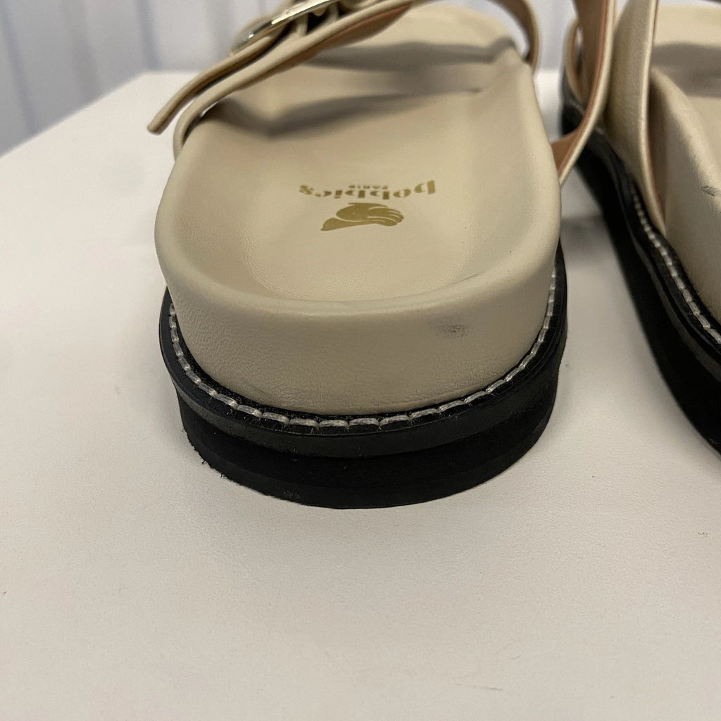 $250 Bobbies Paris Fajar Beige Leather Flat Sandals Slides Women’s US 10.5/FR 41