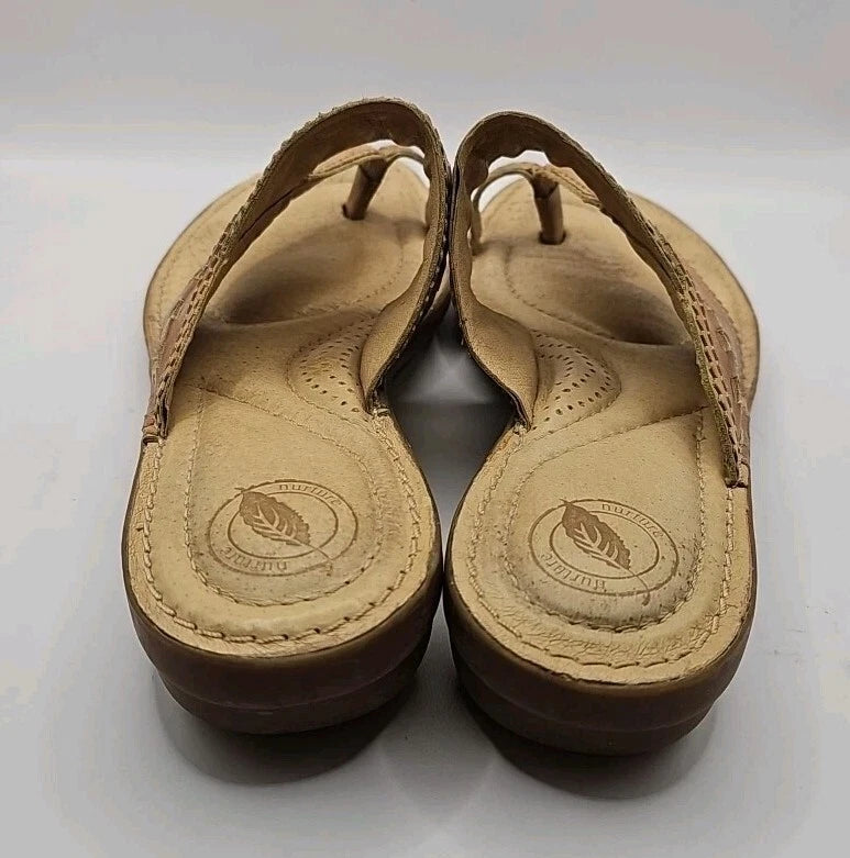 Nurture Leather Havasu Toe Loop Slide Sandals Womens 7.5M Beige Native Weave 180