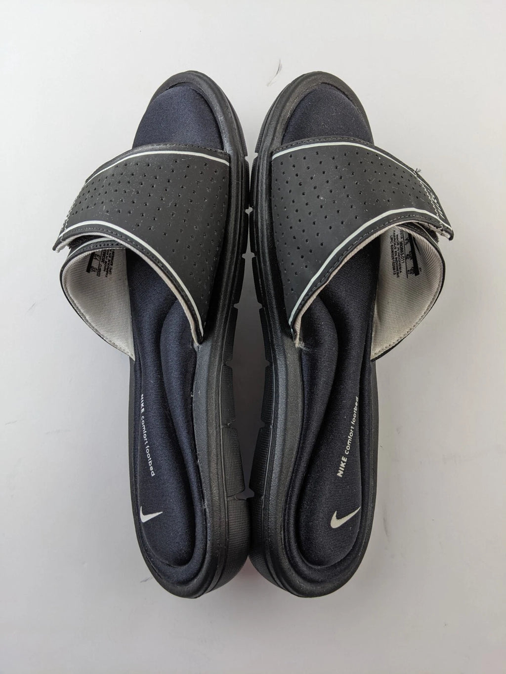 Nike Women Comfort Footbed US 10 Black Sandal Slide Slip On Hook Loop Shoe