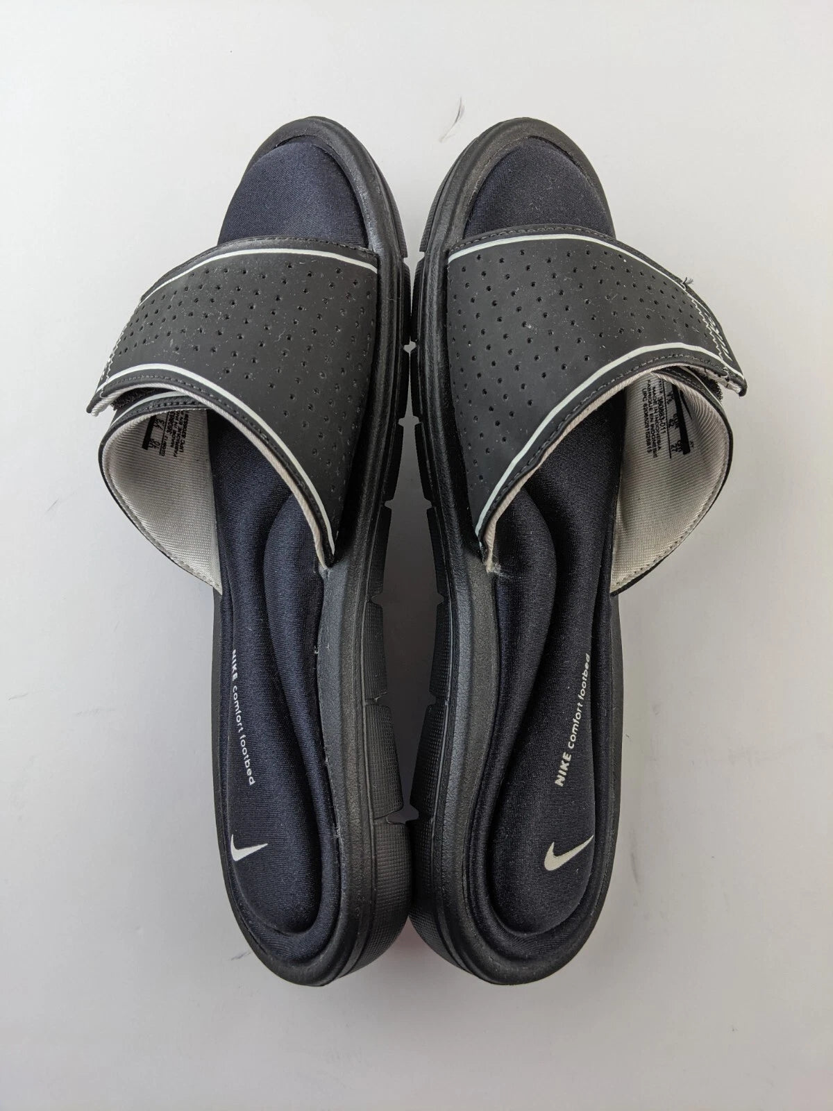 Nike Women Comfort Footbed US 10 Black Sandal Slide Slip On Hook Loop Shoe