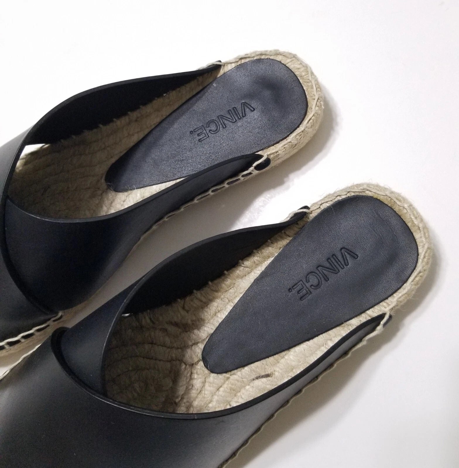 NIB Vince Castel Leather Crisscross Flat Espadrille Slide Sandal Black Sz 5 $225