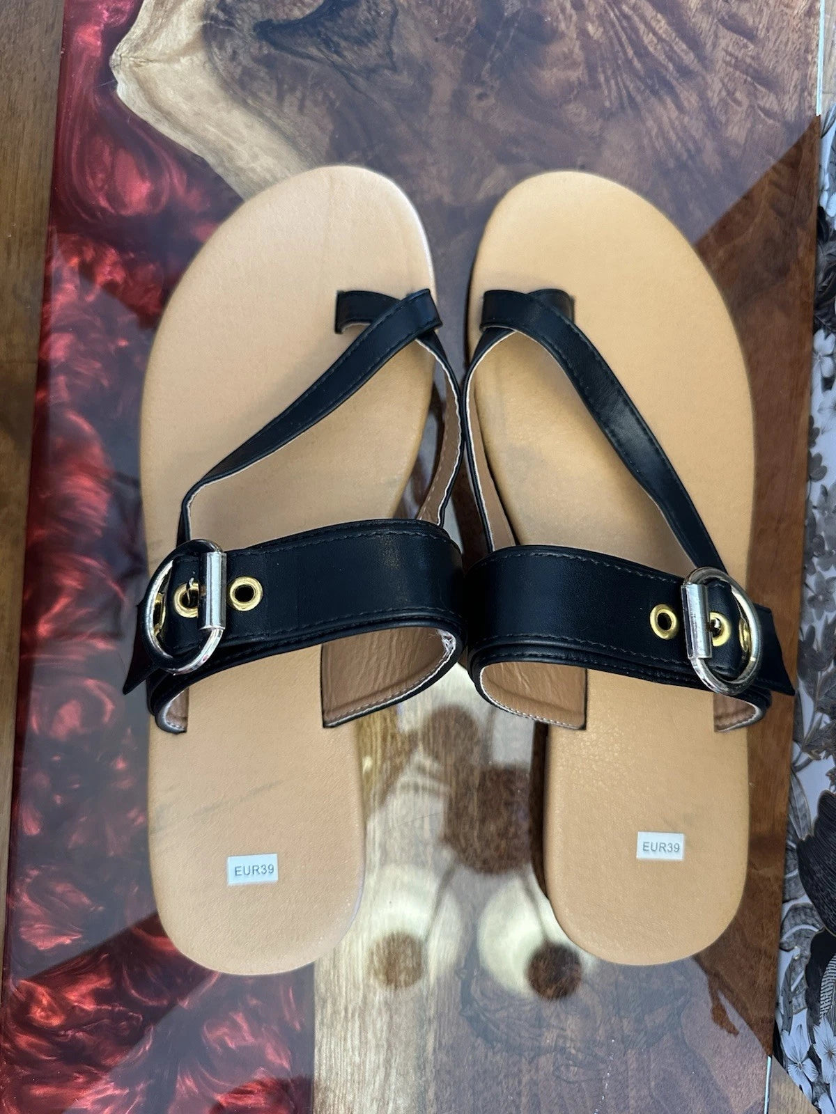 Shein Women’s Black Thong Sandal Size 39 Brand New Never Worn