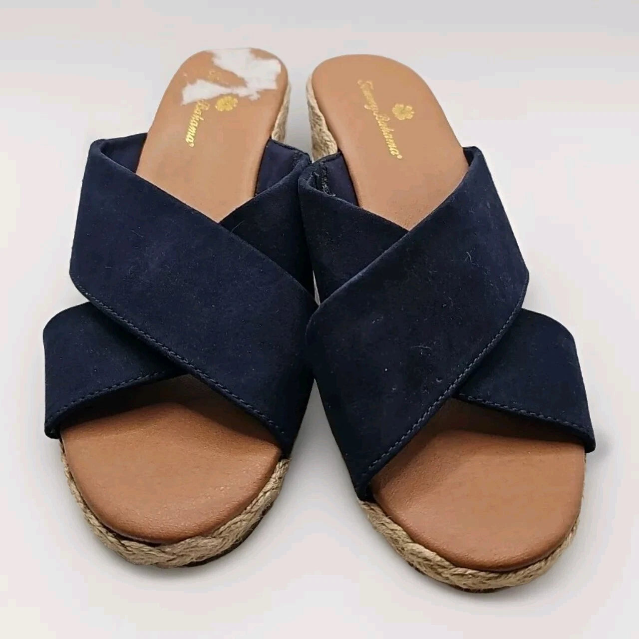 Tommy Bahama Sz 8 Stacey Blue Coastal Wedge Slide Open toe Espadrille Sandal 147