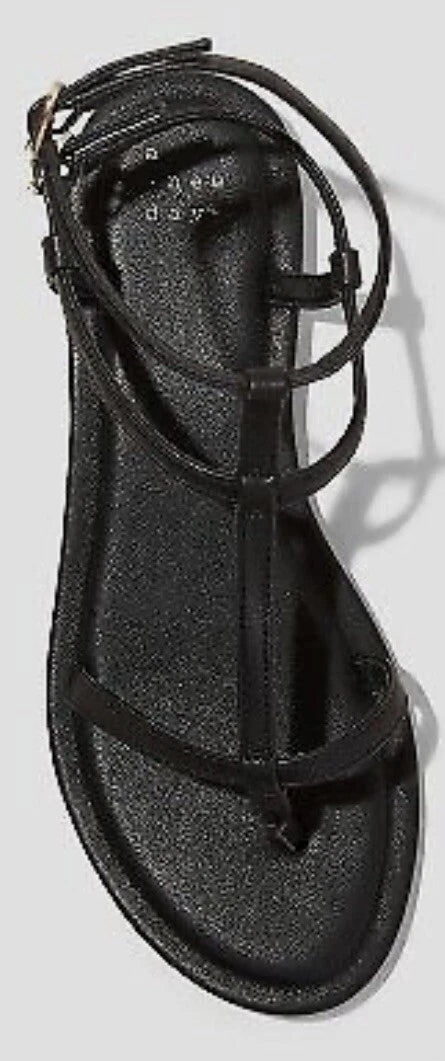 A New Day Women's Black Gillian Gladiator Memory Foam Sandals Sz: 6.5 NWT $29.99