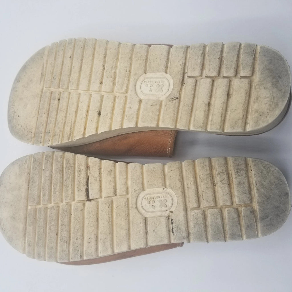 Bed Stu Fairlee II Platform Sandals Brown Distressed Leather Slide Womens Sz 9.5