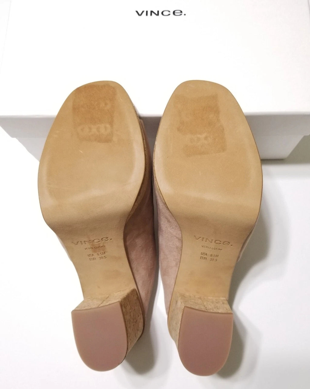 NIB Vince Wyatt Cork Block Heel Platform Slides Sandal in Oatmeal Size 9.5 $325
