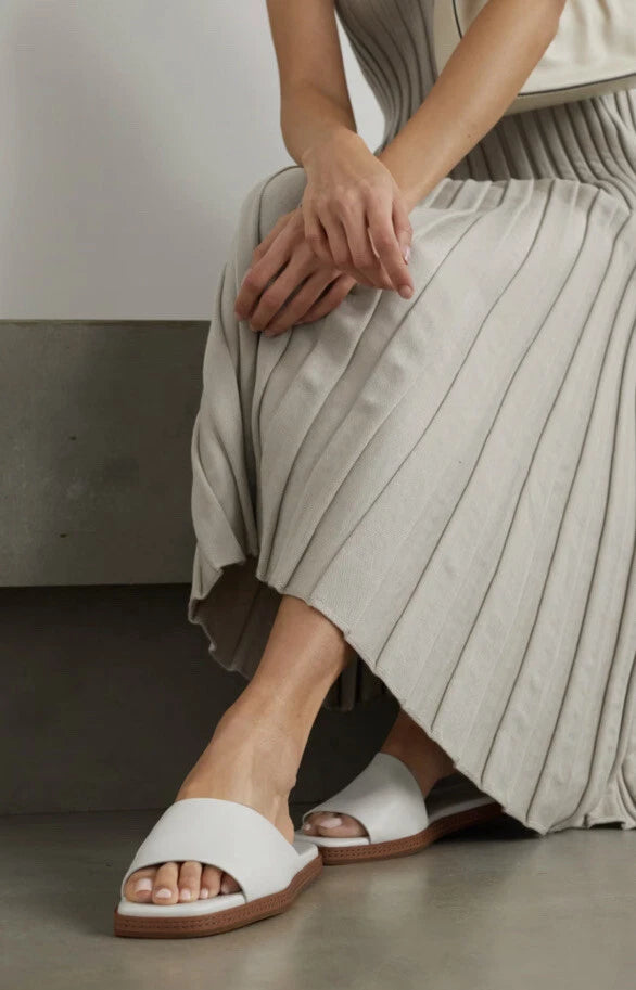 VINCE Canella leather asymmetrical stripe slides Sz 11 $ 250
