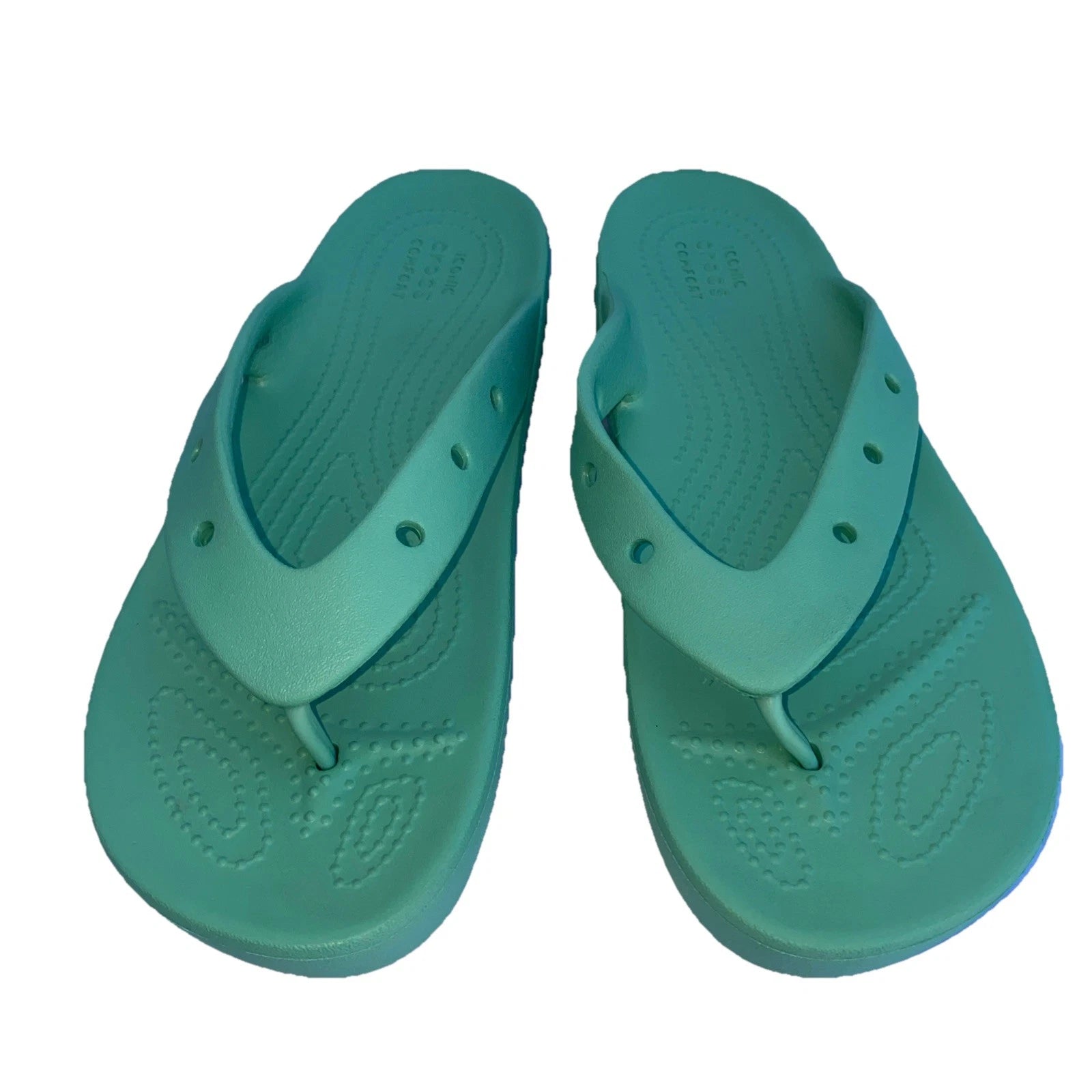 Crocs flip flop style Light Green shoes 9 W