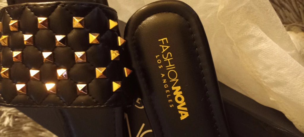 Fashion Nova Morning Mimosas Slides Kriser Black Size 8