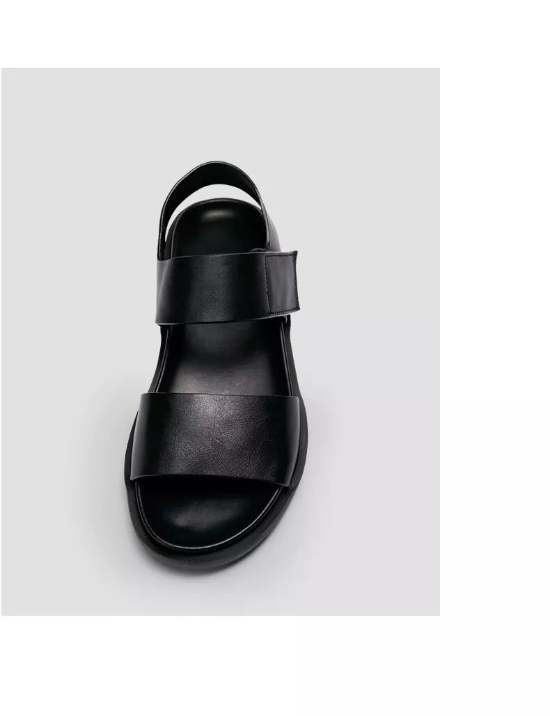 45 Open Toe Sandals Slingbacks Casual Real Leather Men's Beach Shoes Roman Style