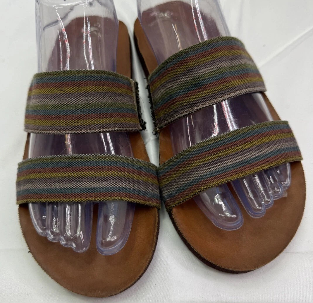 RON JON Feelgoodz Strappy Woven Rainbow Sandals Slides Women’s 7