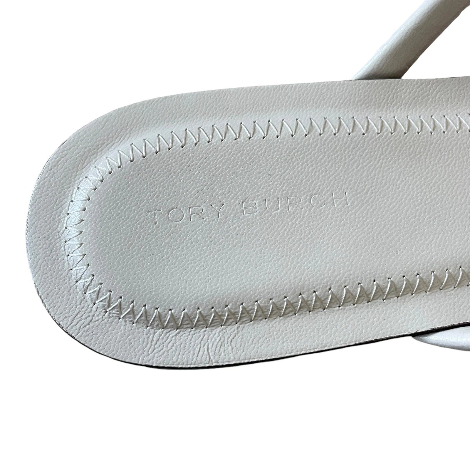 Tory Burch Women Chelsea Leather Flip Flop Thong Sandals Light Cream Sz 7.5 NEW