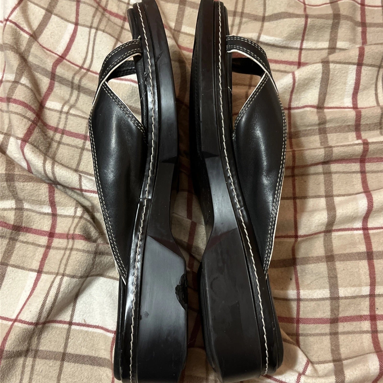 Clarks Womens Soft Black Leather Sandals Grannycore
