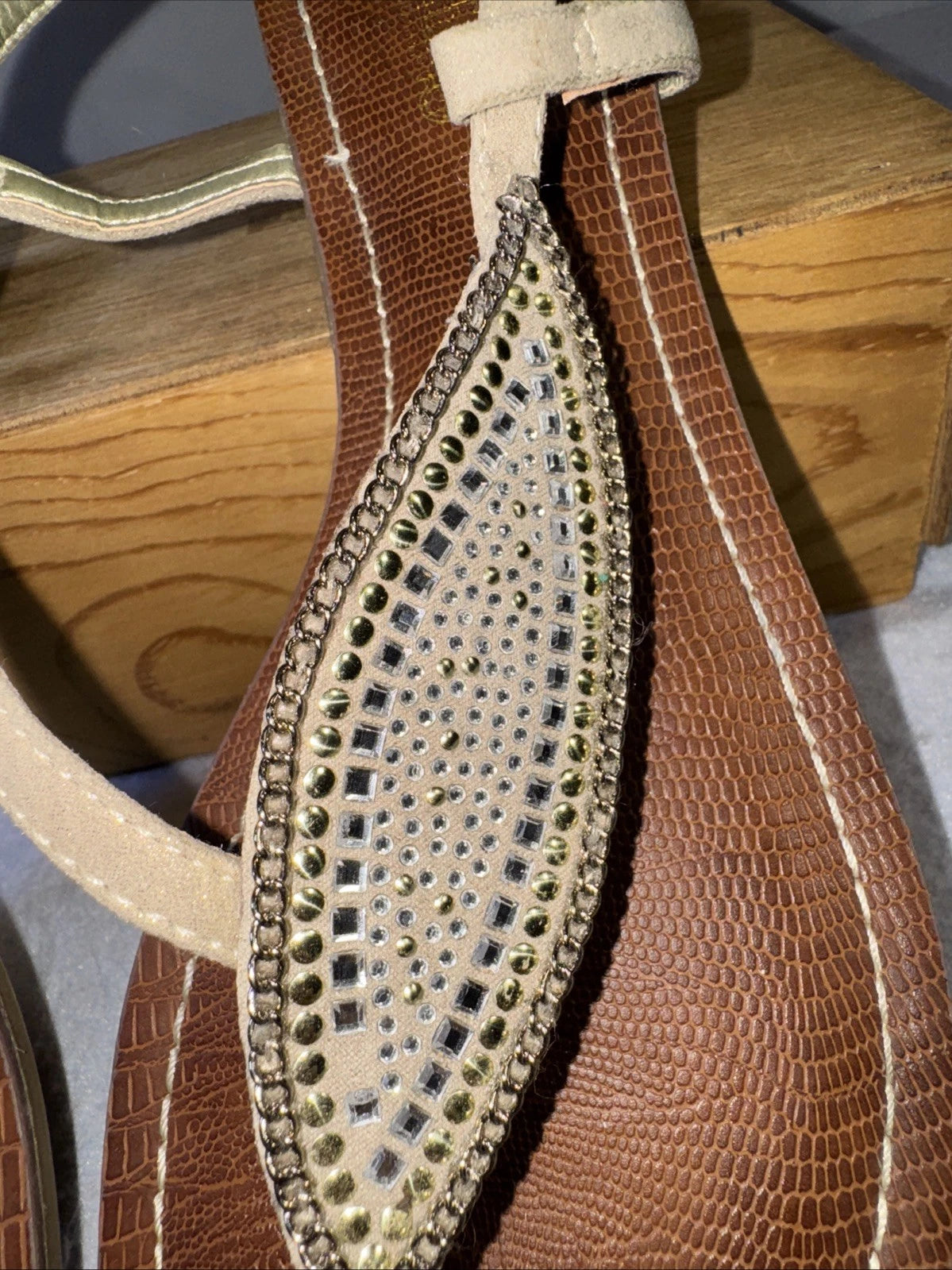 CARLOS SANTANA Laverne Sequin Bling Embellished Sandals Size, Pewter, 8.5M
