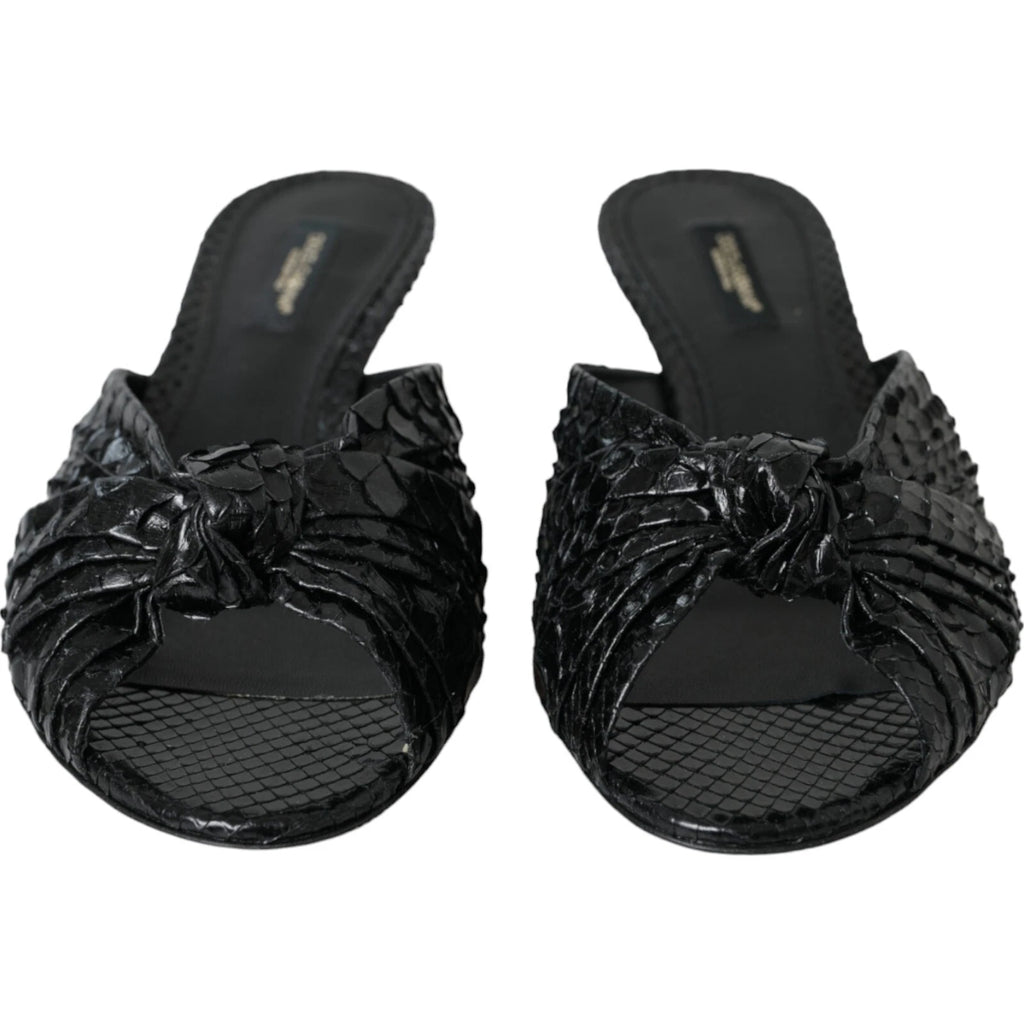 DOLCE & GABBANA Shoes Black Python Leather Heels Slides EU40 / US9.5 RRP 960usd