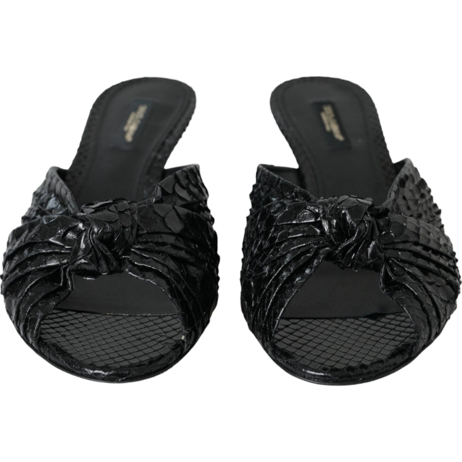 DOLCE & GABBANA Shoes Black Python Leather Heels Slides EU40 / US9.5 RRP 960usd
