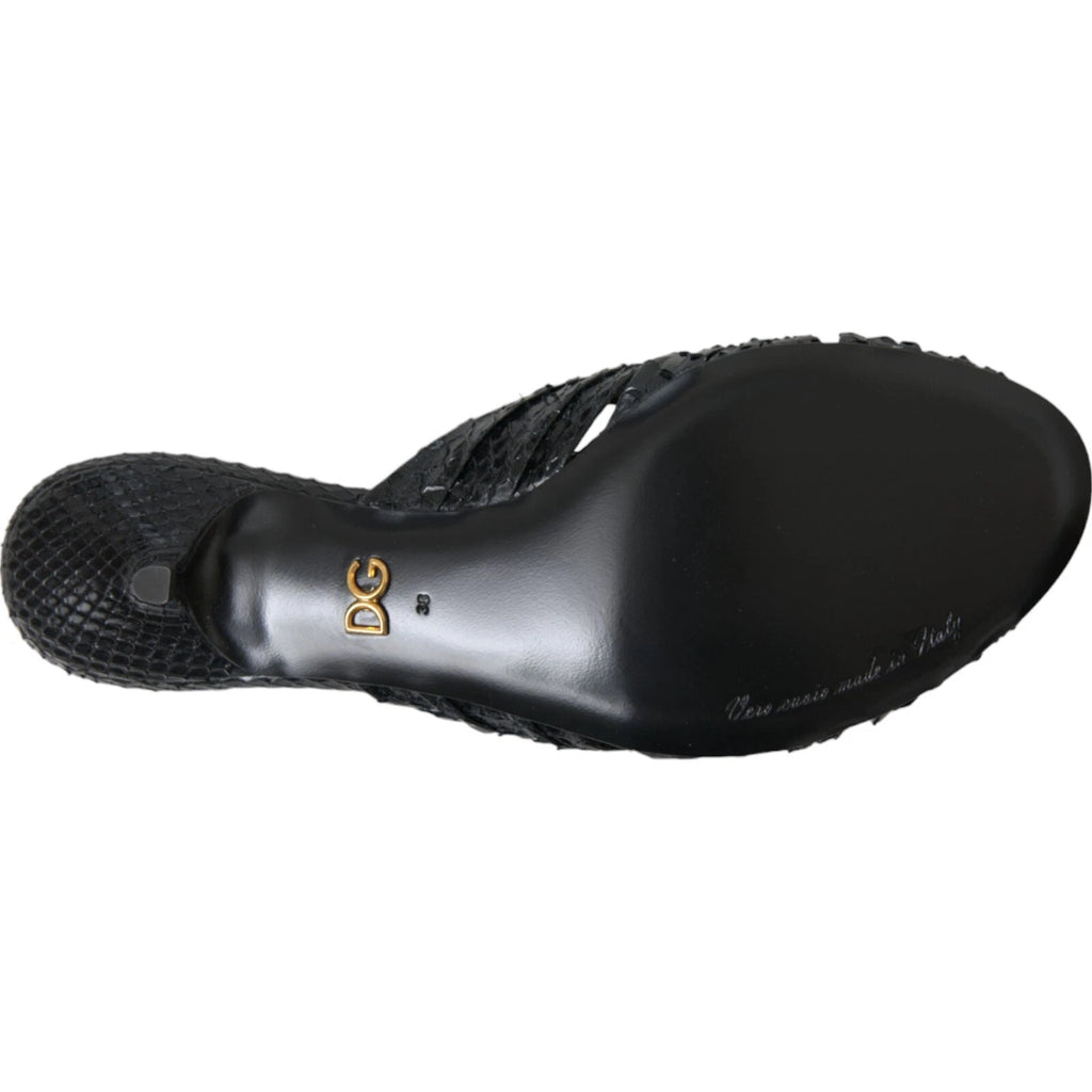 DOLCE & GABBANA Shoes Black Python Leather Heels Slides EU40 / US9.5 RRP 960usd