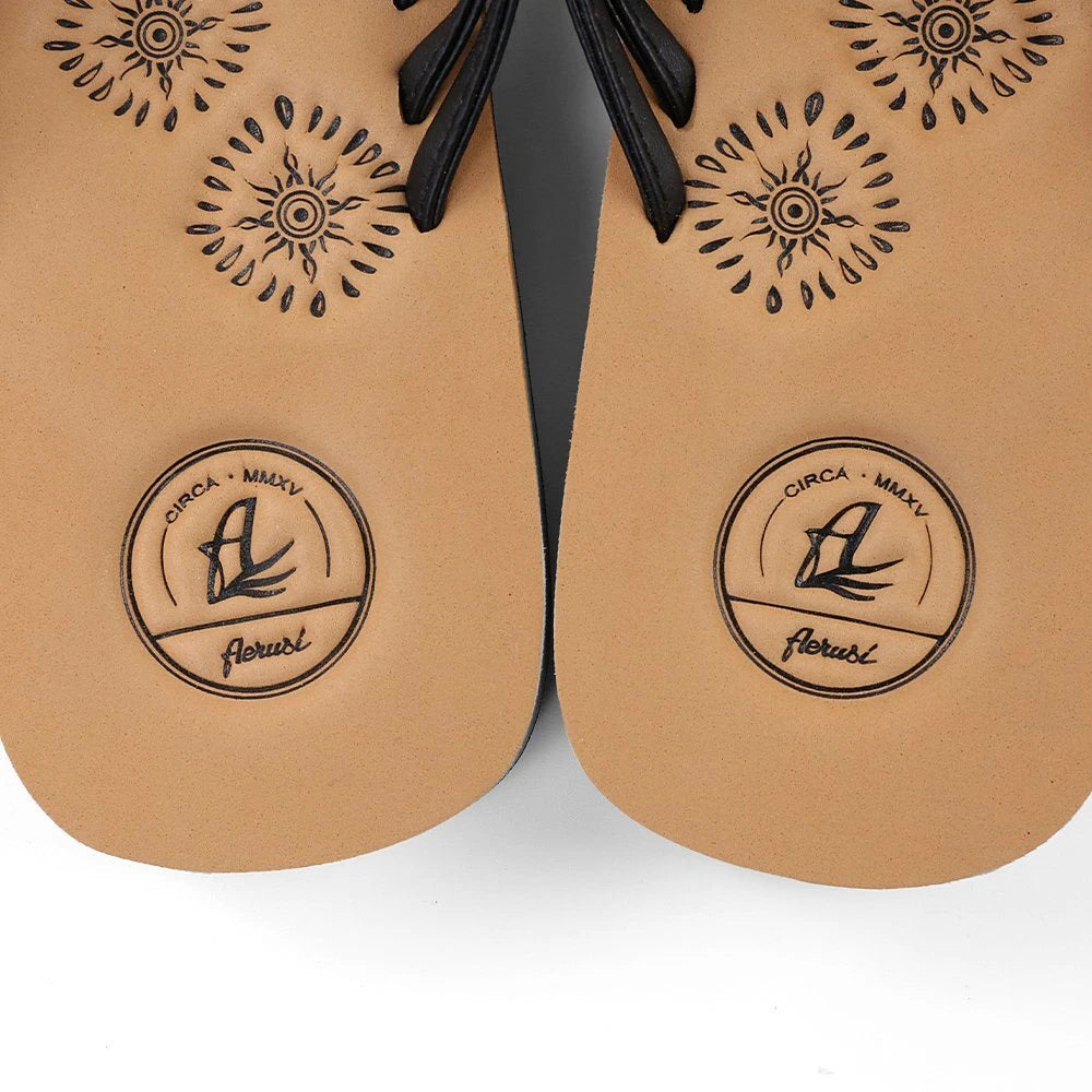Aerusi Women Floral Flip Flops Black Open Toe Flat Sandals Cozy Shoes Size 7-10