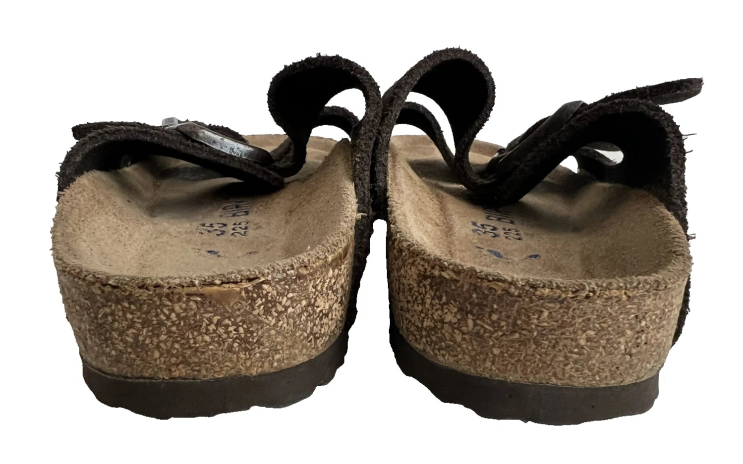 BIRKENSTOCK ARIZONA BROWN SUEDE & SOFT FOOTBED SLIDE SANDALS L4 .35 FREE SHIP
